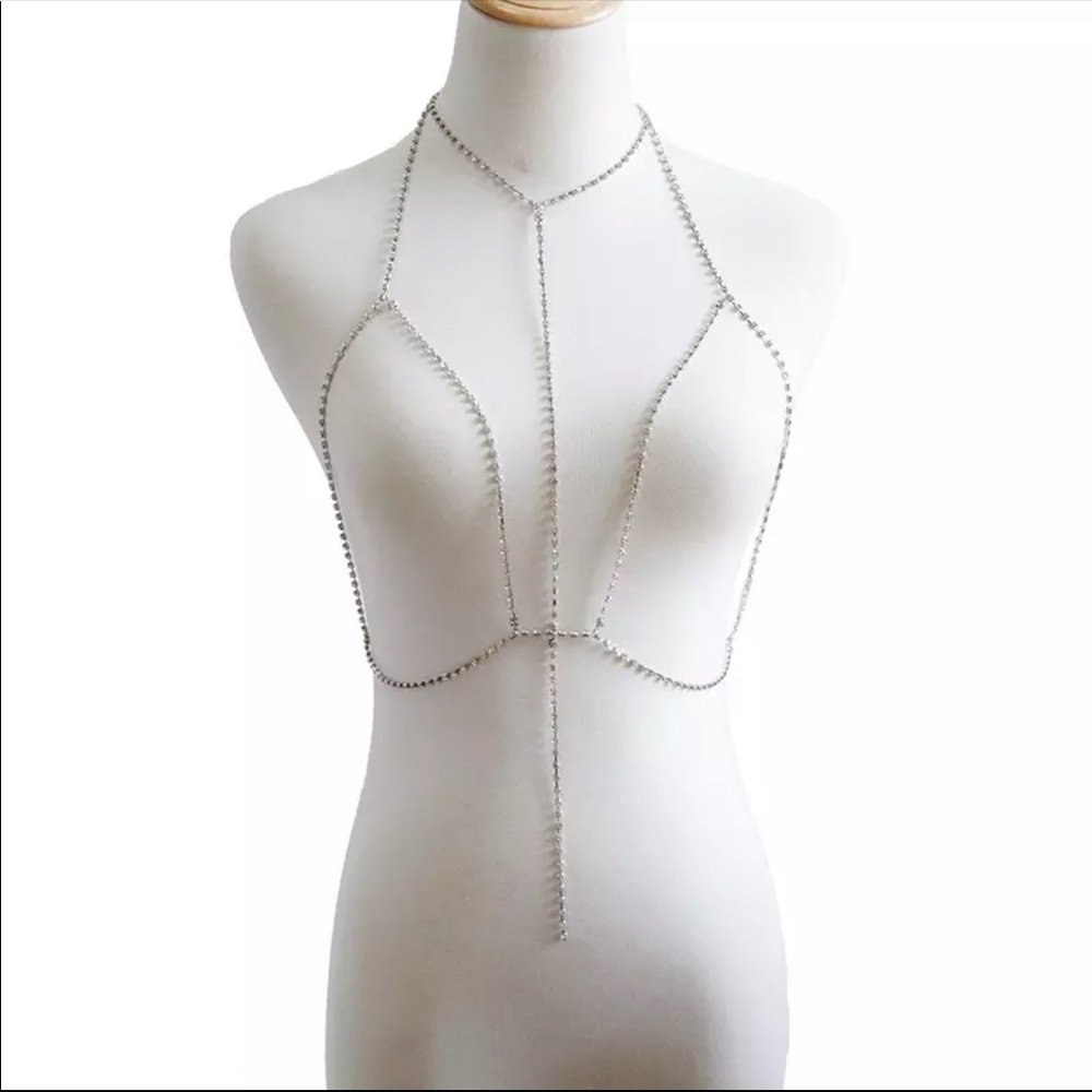 Sexy shiny harness cage bra crystal jewelry body 3 - Picture 3 of 6